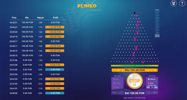 Официальный сайт игры Plinko